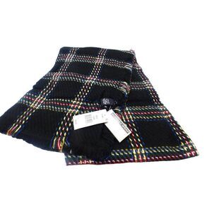 Cejon Heritage Plaid Blanket Scarf, 20”x76”, Black